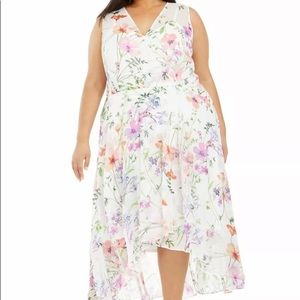 Calvin Klein White Floral Chiffon Dress NWT